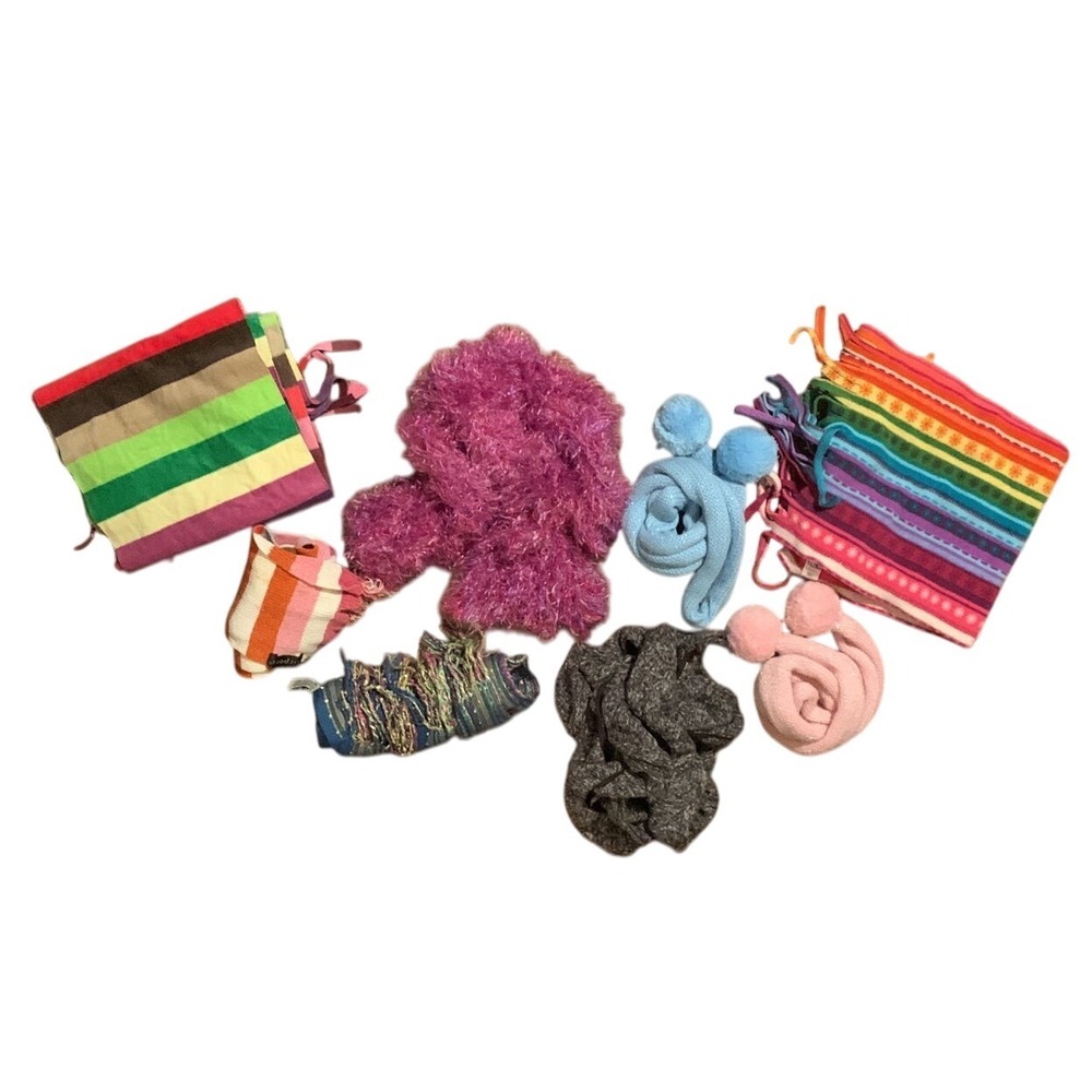 Assorted Scarves Lot‎ - Striped Colorful Knitted Warm Winter Accessory Bundle